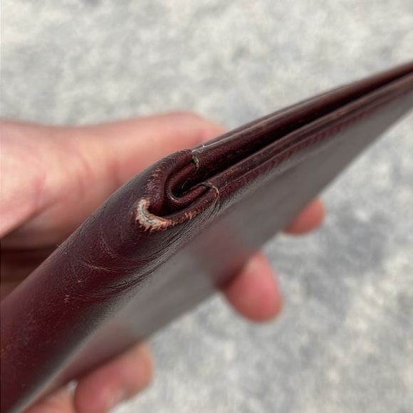 Cartier Paris Designer Bifold Wallet Burgundy Maroon Leather Bill Holder - Picture 7 of 17
